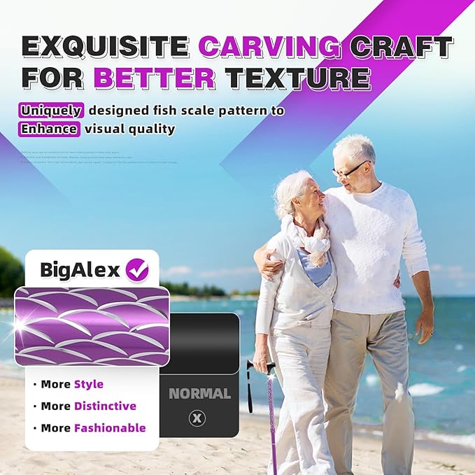BigAlex Lightweight Collapsible Walking Cane with Soft Comfortable TPR Handle for Seniors and Elderly Adults, Larger Handle for Comfort, Adjustable Support Stick, Portable Travel Aid for Men & Women