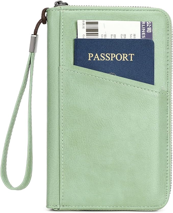 Family Passport Holder for Travel Women and Men Multiple RFID blocking Passport Holder MultiFunction Passport Wallet Passport Case Passport cover with Zipper