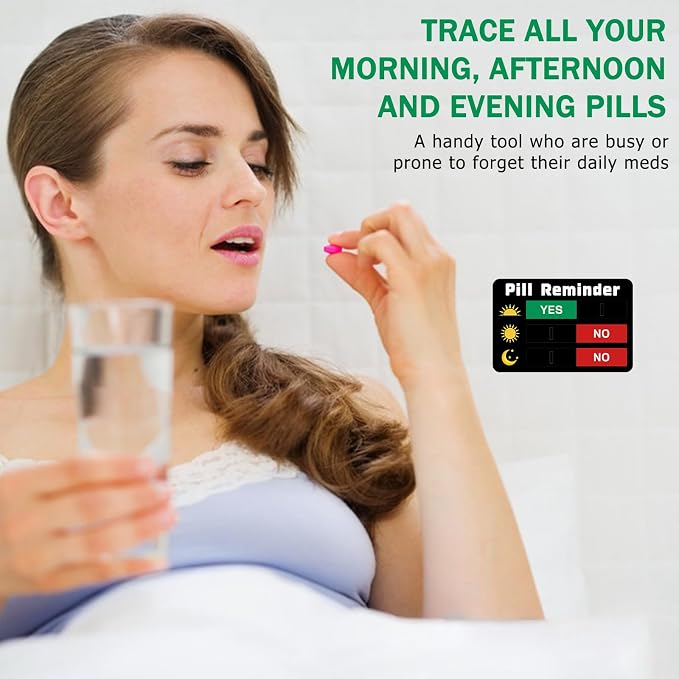 Pill Reminder, Pill Tracker AM NOON PM, Acrylic Reminder Slider for Fridge, Pill Reminder Magnet, Magnetic and Adhesive Sticker Option-5.9x3.9 inches