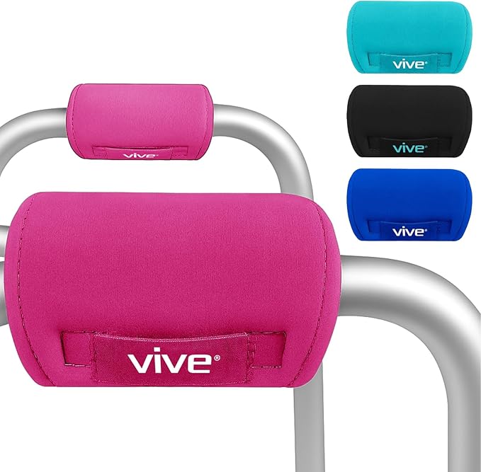 Vive Walker Handle Cushions - Padded Hand Covers - Soft Cushion Padding Medical for Folding Rolling Wheelchair, Rollator Handle, Senior, Elderly Grippers - Crutch Handle Pad Grips - Mobility Aid