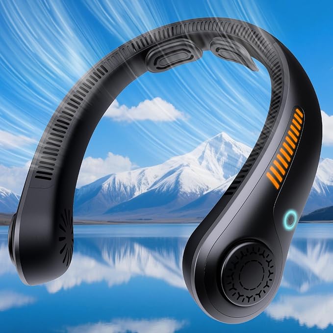 Portable Neck Fan Rechargeable Wearable Personal Fan Blow Cold Air, 5 Speeds, USB Battery, Neck Cooler with Neckbrace, Gift for Men Women, Sports, Gardening, Home, Outdoors, Travel, Camping