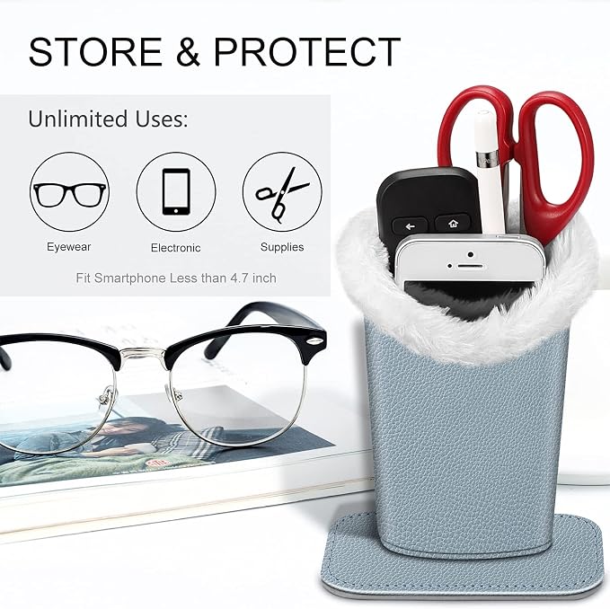 FINTIE Plush Lined Eyeglasses Holder, Glasses Stand Case, Anti-scratch Glasses Storage Organizer for Desk, Nightstand, Office