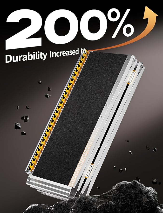 FACHNUO 7 Feet Portable Wheelchair Ramp with Sopport Legs, Non-Skid Aluminum Handicap Ramps with Handle, Folding Threshold Wheel Chair Ramp for Home Steps, Stairs, Entry,Doorways, 800LBS Capacity