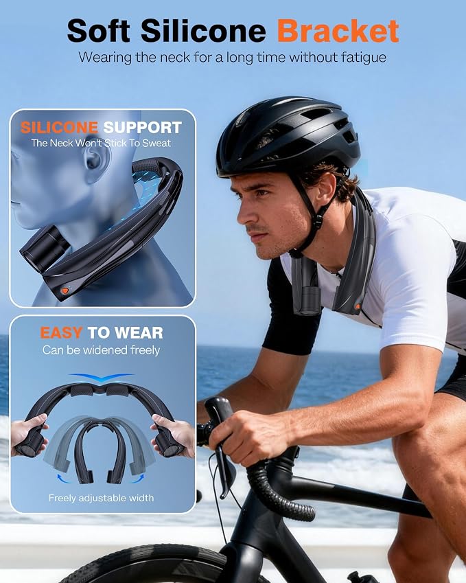 Portable Neck Fan, 6000mAh Personal Fan, 360° Cooling Rechargeable Wearable Fan, 6 Speeds Adjustable Hands-Free Fans for Travel, Outdoor, Office, Ideal Summer Gifts