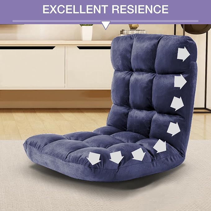 Indoor 5-Position Adjustable Floor Chair with Back Support Folding Padded Gaming Sofa Chair, Lounge Chair for Adults Video Gaming, Perfect for Meditation, Reading QL050-NA