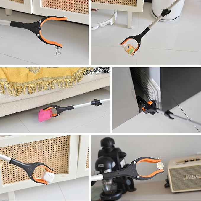 43" Extra Long Grabber Tool, Foldable Grabbers for Elderly Grab It Reaching Tool with Rotating Jaw +Magnets, 4" Wide Claw Opening Reacher Grabber Pickup Tool, Grabber Reacher Tool Heavy Duty | Rotating Jaw+Magnets, Mobility Aid Reaching Tool for Senior...