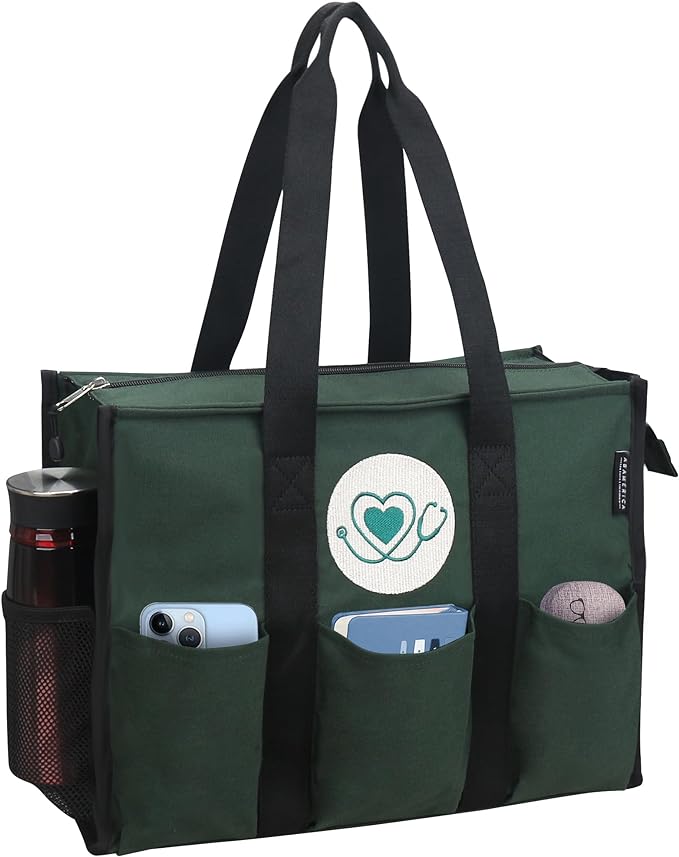 ABAMERICA Nurse Bags for Work Nursing Bag Multiple Pockets Waterproof Organizing Zip Top Clinical Bag for Nursing Students