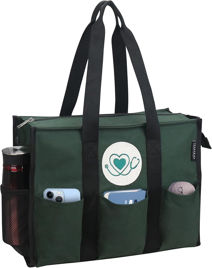 ABAMERICA Nurse Bags for Work Nursing Bag Multiple Pockets Waterproof Organizing Zip Top Clinical Bag for Nursing Students