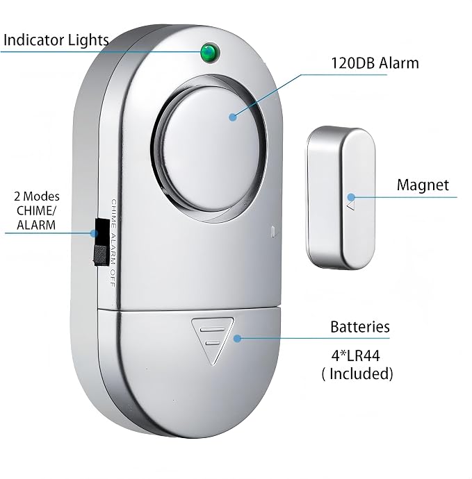 Window Alarm Sensor 12 pack, Door Alarms for Kids Safety, Burglar Door Alarm for Pool, 120 DB Window Alarms for Home Security