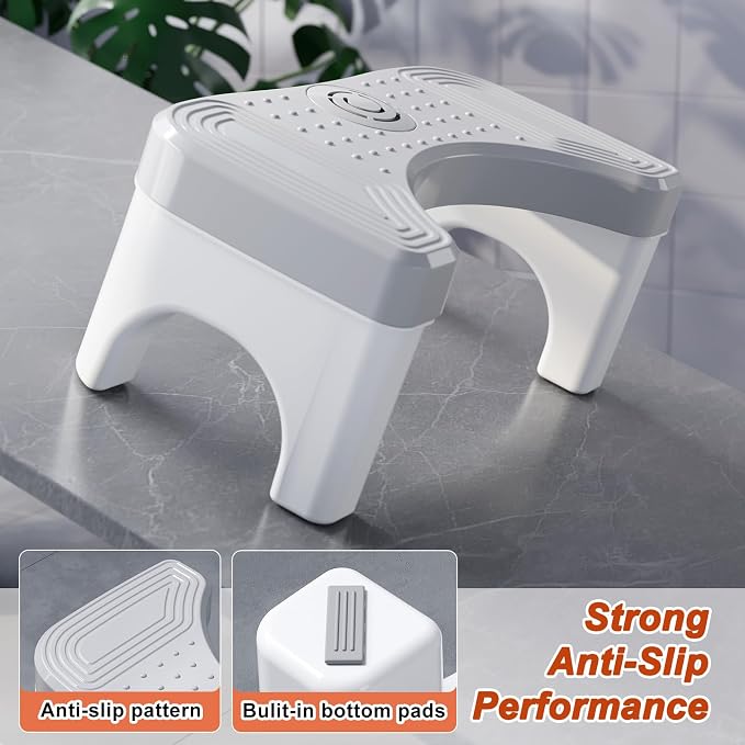 Recximi Toilet Stool Squat Adult, Pooping Foot Stool for Adults, Travel Potty Squatting Stool for Toilet, Step for Seniors, Toilet Assistance Steps Poop Bench for Feet, White