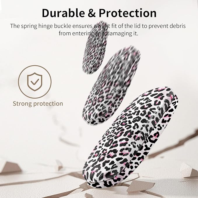 Glasses Case Hard Shell, Leather Protective Case for Sunglasses with Cleaning Cloth, Cute Eyeglass Cases for Women