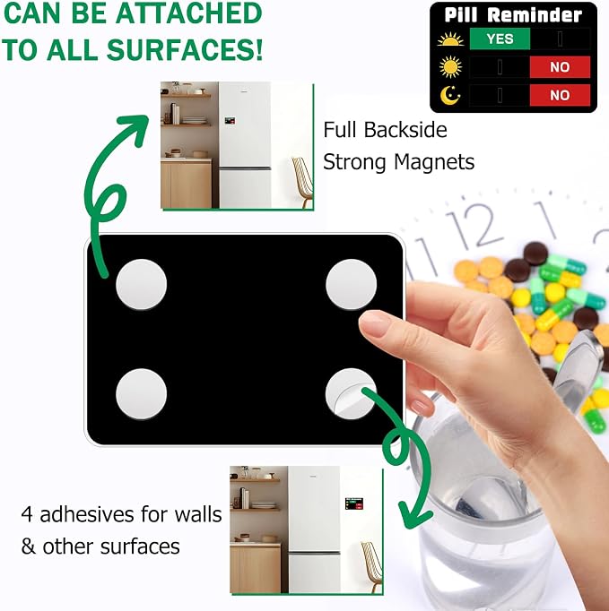 Pill Reminder, Pill Tracker AM NOON PM, Acrylic Reminder Slider for Fridge, Pill Reminder Magnet, Magnetic and Adhesive Sticker Option-5.9x3.9 inches