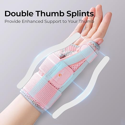 New Upgraded Thumb Splint for Right & Left Hand, Reversible Thumb Brace for Arthritis Pain and Support, Thumb Stabilizer for Sprains, Tendonitis Relief, One Size Fits Any Hand (Pink)
