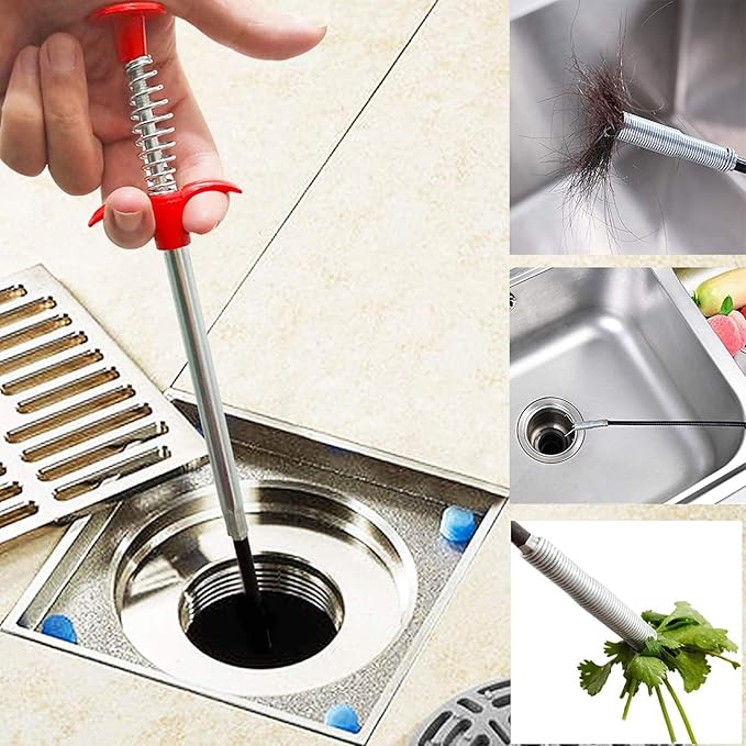 Drain Snake, Drain Clog Remover - Gutter Cleaning Tools Drain Cleaner for Toilet Sewer Shower Kitchen Bathroom Tub Clogged Drains Opener Cleaning Tool, Flexible Grabber Claw Pick Up Reacher (24 inch)
