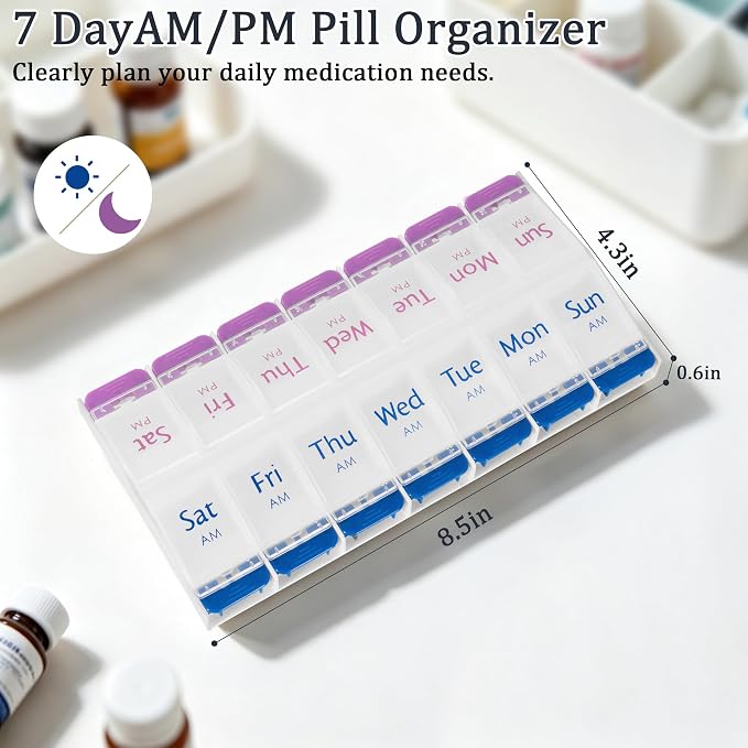 Medicine Organizer Bag with 7 Day pill box, 2 Layer Pill Bottle Bag | Lockable Medicine Travel Bag with Adjustable Divider, Suitable for Pills, Vitamins, Fish Oil,Medical Supplies