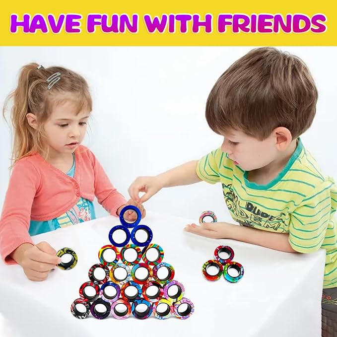 33 Pcs Magnetic Rings Fidget Toys Set Christmas Decorations Finger Magnet Rings ADHD Anxiety Fidget Spinner Rings for Relief Birthday Present for Adults Teens Kids