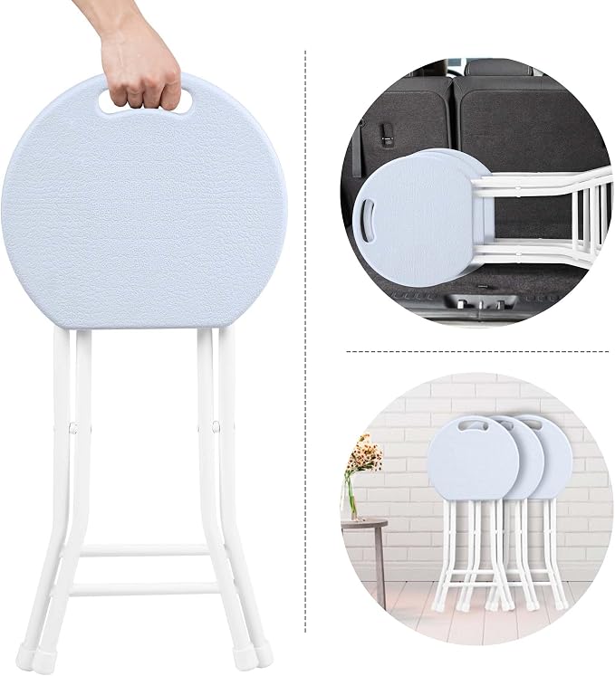Folding Stool with Handle, Folding Chair,Folding Bar Stool with Non-Slip Feet,Indoor and Outdoor Foldable Stool for Adults(13"×11.5"×18")