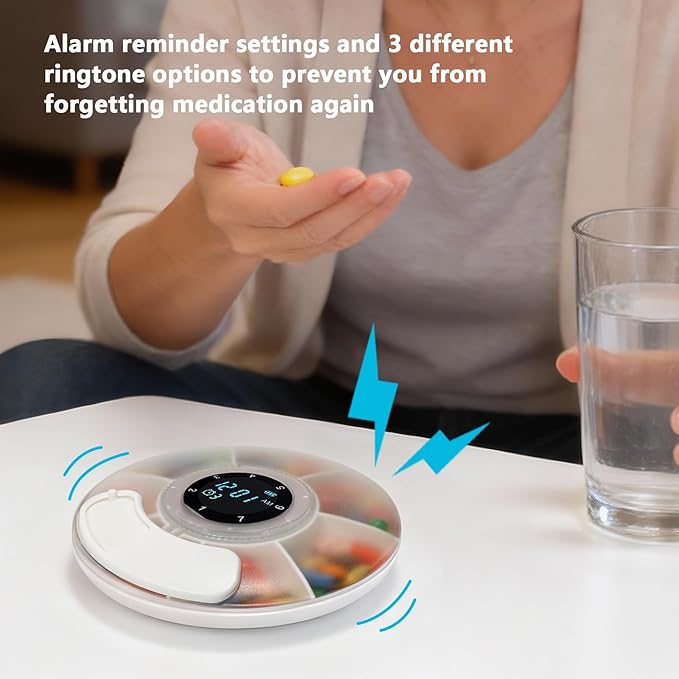 Smart Pill Dispenser with App Pill Reminder Portable Travel Medicine Organizer Pill Case Pill Organizer 7 Day for Prescriptions & Vitamins