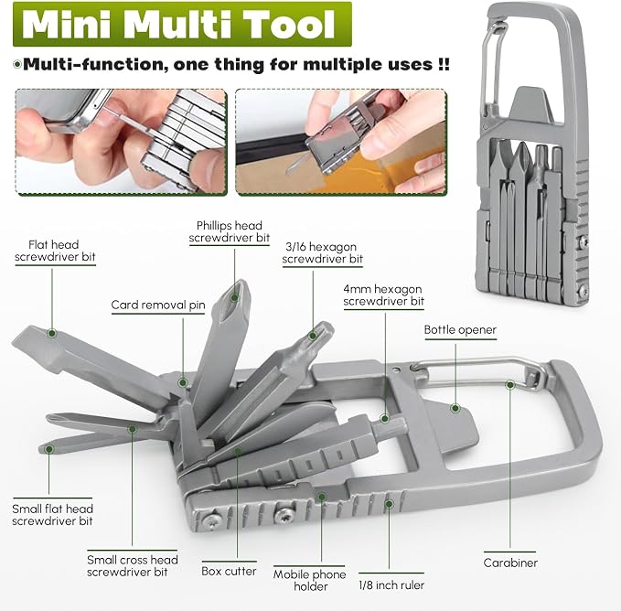 Generic 12 in 1 Keychain Multitool Screwdriver Bit Folding Multi Tool Bottle Opener Portable Pocket Tool for Outdoors Camping