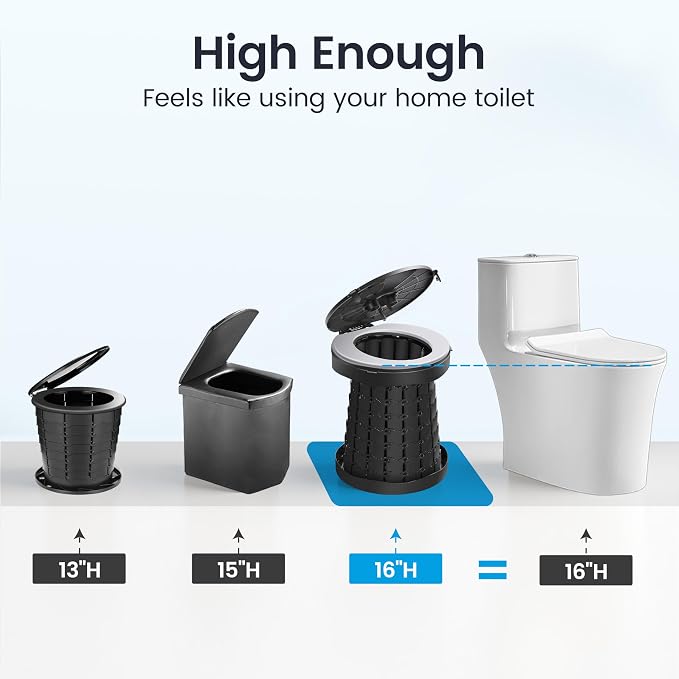 Upgrade Retractable Portable Toilet Travel Toilet Adjustable Height Camping Toilet Portable Potty for Adults Kids, Foldable Portable Toilet for Camping/Car