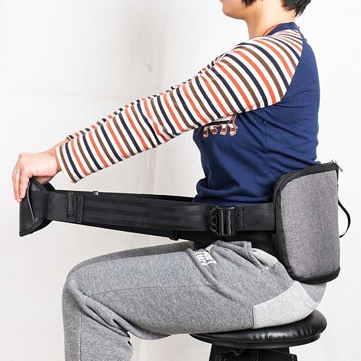 Melo Lower Back Support Belt for All-Day Back Pain Relief, Posture Corrector Harness, Sciatica Relief, Improves Posture While Sitting, Ideal for Office, Home & Outdoor Use,Grey