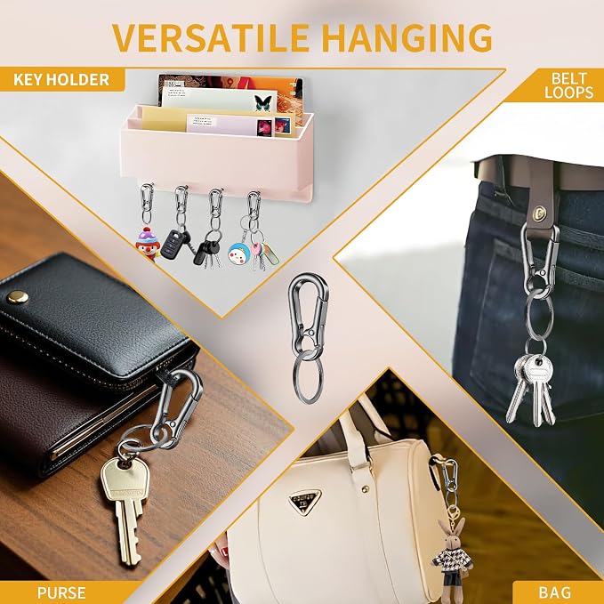 4 Pack Keychain, Metal Key Chain, Sturdy Key Ring, Key Rings Key Organizer Keychain Clip Key Chains for Men Women