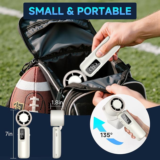 Portable Handheld Turbo Fan, 1-100 Gear Wind, Battery Operated, Up to 23 Working Hours, 3 IN 1 Personal Fan with Air Turbo Tech, Cooling Essentials for Indoor/Outdoor(White)
