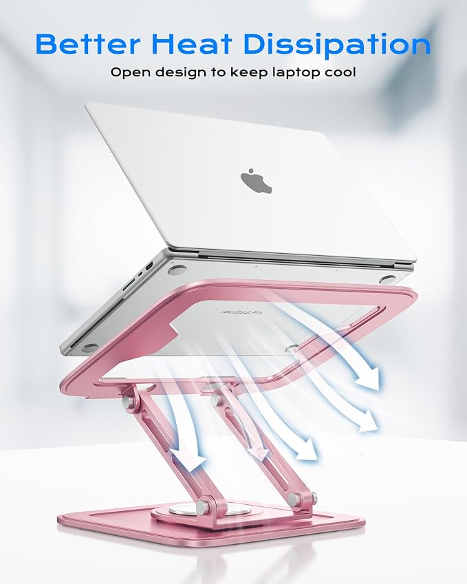 LOXP Adjustable Laptop Stand, Computer Stand with 360 Rotating Base | Ergonomic Laptop Riser Mount for Desk Foldable Protable Computer Desk Fits with MacBook Pro Air