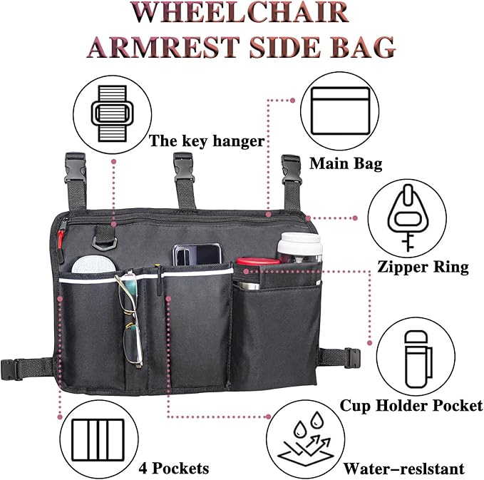 TONINT Large Walker Bag with Water Cup Holder,Walker Basket,Walker Accessories,Walker Bags For Folding Walker,Walker Bags For Seniors,Bag For Walker,Foldable Walker Storage Bag,Side Walker Bag