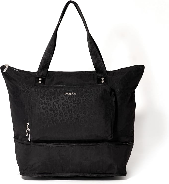 Baggallini Carryall Expandable Lightweight Travel Tote 22" Packable Folding Compact Nylon Washable Weekender w/Luggage Sleeve
