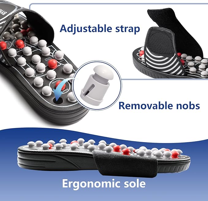 BYRIVER Spring Acupuncture Massage Slippers Deep Tissue Foot Massager, Neuropathy Arthritis Plantar Fasciitis Relief Massage Ball (05XL)