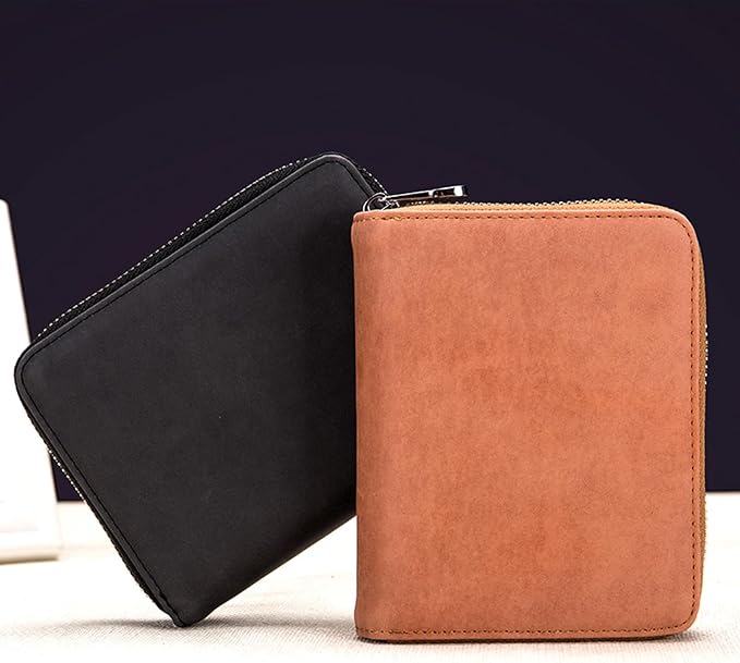RFID Blocking 24 Slot Credit Card Holder Wallet Real Leather Multi Card Organizer Wallet with Zipper