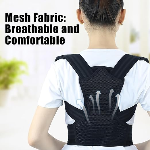 Posture Corrector for Kids Adjustable Back Straighter with Shoulder Pads Upper Back Posture Brace for Teenagers to Provide Spinal Support Improve Posture and Prevent Slouching (Large, waist size 31.5-37.5in)