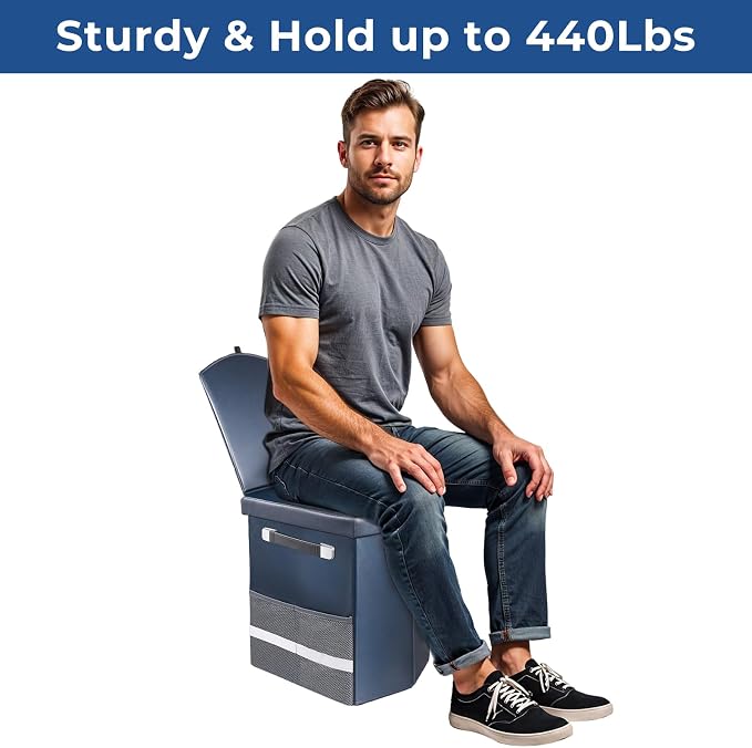 2026 Upgraded XL Portable Toilet for Adults,Tall Camping Toilet with Lid and Convenient Carry Bag, Portable Potty for Camping, Hiking, Car Travel,Truck, RV, Boating, Road Trips, Beach (Blue, 16.5''H)