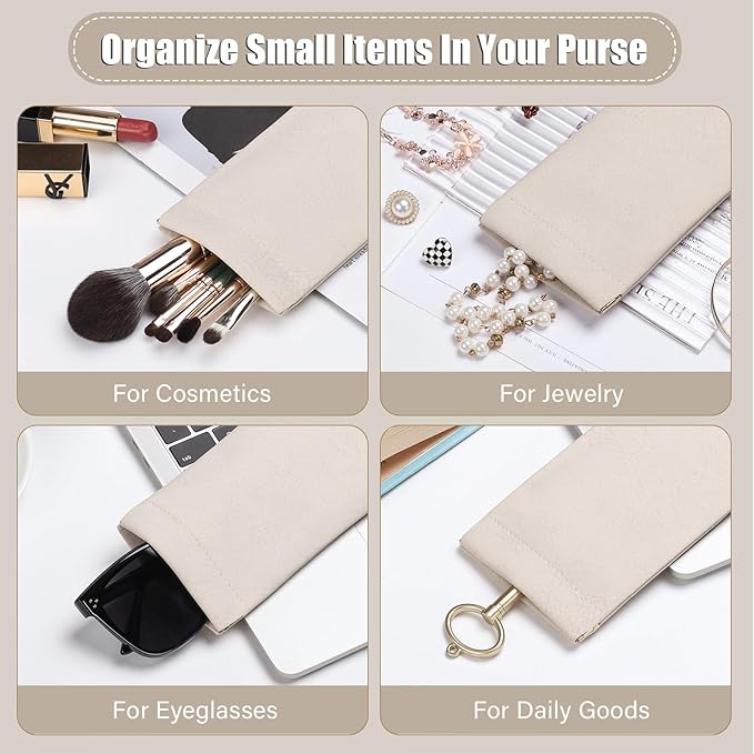 Sightor Sunglass Case, 2 Pcs Soft Eyeglass Cases for Women Portable Squeeze Top Leather Glasses Pouch