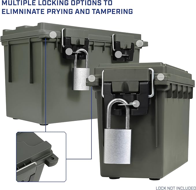 Sheffield Ammo Box Made in USA, Stackable Lockable Ammo Storage Box, Green | XL & Standard Lockable Storage Box, Water & Dust Resistant Dry Box, Secures Hunting Gear, Gun Accessories, Supplies, Bullets