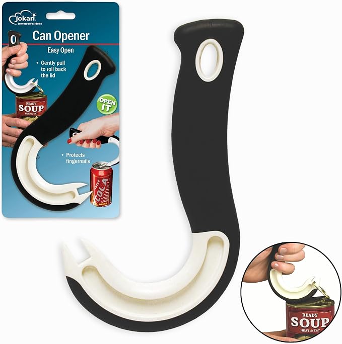 Easy Open Ring Pull Can Opener 3 Pack by Jokari. Durable Non Slip Rubber | Protecting Nails, Folks, Joint Pain or Arthritis, Easily open your tin cans, Great for kids and anyone with