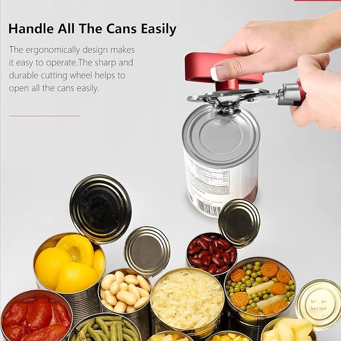 Can Opener,Professional 3-In-1 Multifunctional Manual Can Openers Bottle Opener,Kitchen Durable Stainless Steel Heavy Duty Can Opener Smooth Edge for Kitchen Seniors Friendly