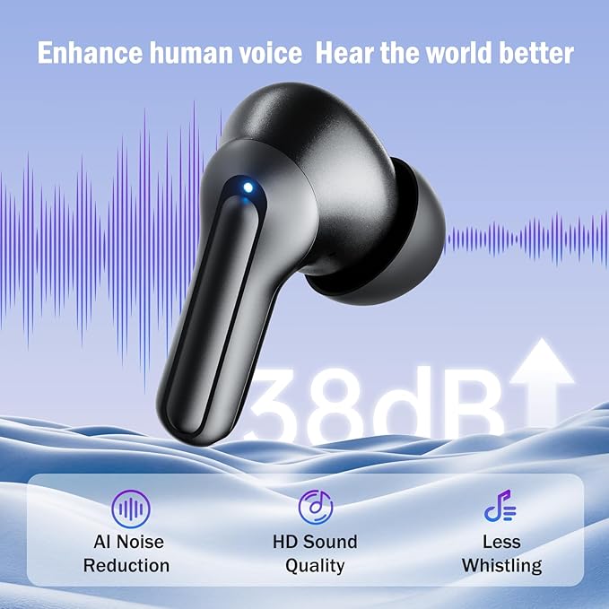 TTQ OTC Hearing Aids for Seniors with Bluetooth, Smart Noise Cancelling & 3-Level Volume, Fashionable and Trendy Rechargeable Hearing Aids for Hearing Loss