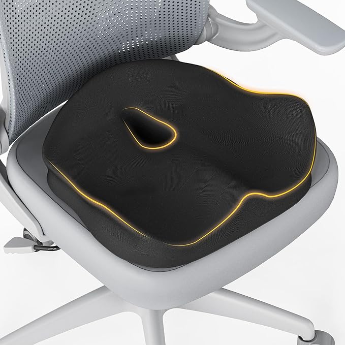 Seat Cushion, X Large Office Chair Cushion for Sciatica Pain Relief, Memory Foam Ergonomic Cushions Pad Pillow for Car, Home, Hip, Tailbone, Coccyx, Long Sitting