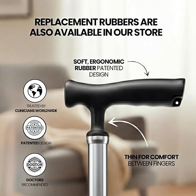 Allay Walking Canes for Men & Women - Adjustable Canes for Women for Stability, Self Standing Wide Quad Pivot Base, Light Weight, Soft Handle Grip and Travel Bag, Walking Sticks for Seniors