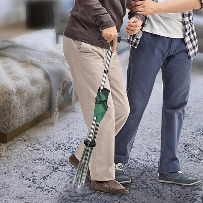 Cane with Chair - 50cm Oxford Cloth Walking Stick, Anti Slip Mobility Aid Stool, Fold Seat for Elderly Adults, Steel Frame Oxford Cloth Support | Portable Travel Hiking Camping Outdoor Convenient