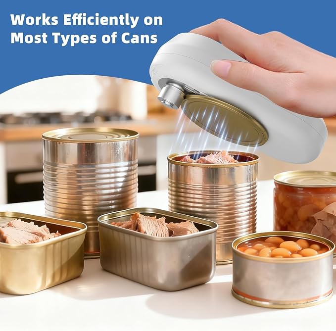 Auto Electric Can Opener, Rechargeable Can Openers for Seniors & Arthritis, One-Touch Automatic Can Opener, Hands-Free, Smooth Edge, Compact, Cordless, Food-Safe Kitchen Gadgets,White | One-Touch Rechargeable Battery Automatic Can Opener, Hands-Free, S...