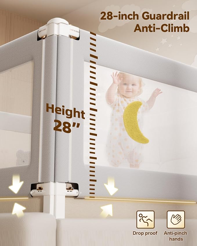 3 Piece Bed Rails for King Size Bed, No-Drill Needed Baby Bed Rail Guard | Thickened Child Safety Side Railing Guards, Height Adjustable Bedrail for Kids, 3-Side for King Bed 74.8”x78.7”x78.7”