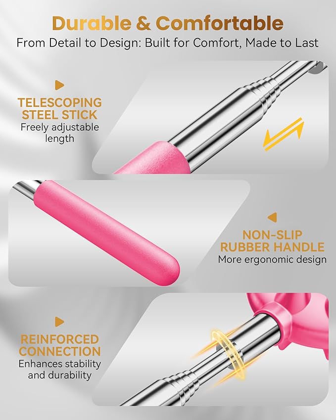 Telescoping Back Scratcher with 5 Detachable Heads, Gifts for Christmas, Stocking Stuffers for Men, Women, Him, Her, Dad, Funny White Elephant Gifts for Adults, Gift Box Included