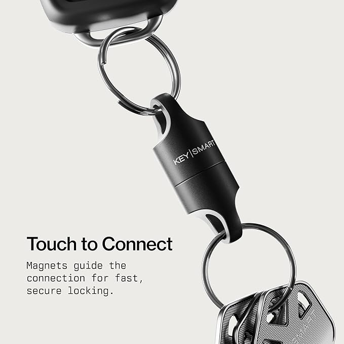 KeySmart MagConnect Magnetic Key Holder for Purse, Key Chains for Car Keys - Detachable Key Ring Quick Release Keychain