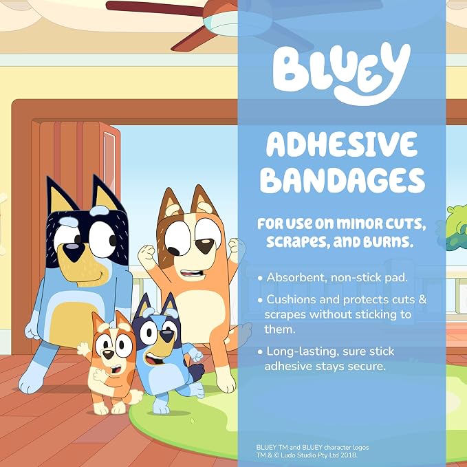 Dr. Bluey First Aid Kit, 30 Pieces | First Aid Kit for Kids & Adults, Travel-Friendly Compact for Home, Car, Camping, and Traveling