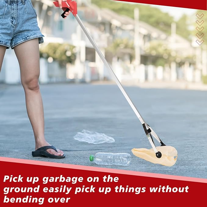 Sabary 10 Pack Suction Cup Reacher Grabber Heavy Trash Picker Grabber Tool, Long Handy Aids Nonslip Claw Reach Tool for Elderly Pick up Stick Arm Extension Litter Picker(Red,43 Inch)
