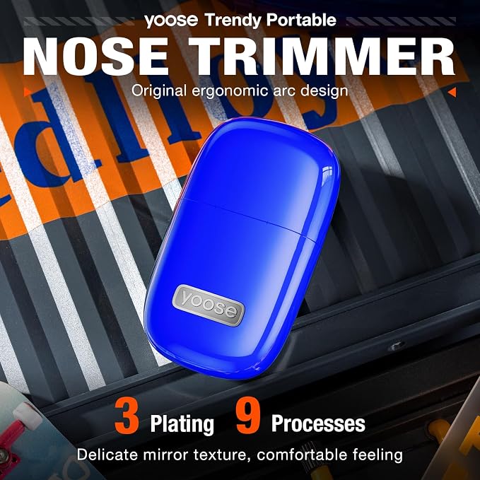 yoose Nose Hair Trimmer for Men and Women, Alloy Unibody, Painless Trimming, IPX7 Waterproof, Washable, USB-C Rechargeable, Long-Lasing, Low Noise, Portable Travel Electric Nose Trimmer, Blue