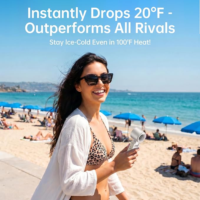 Pro Handheld Portable fan with Turbo Cooling 199-Speed 5500mAh | Hand Held Fan Rechargeable Up to 12Hrs Battery Life Powerful Mini Personal fan for Travel, Outdoor, Beach & Makeup